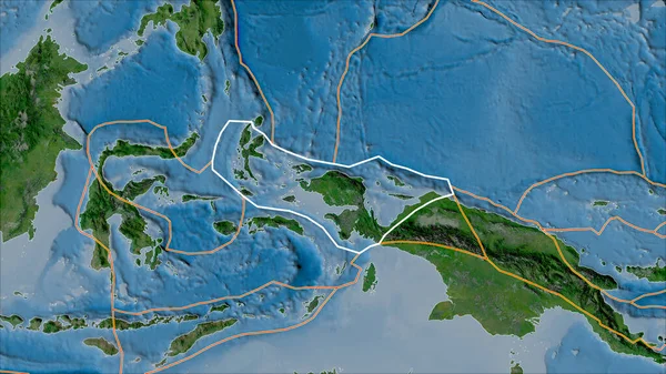 概要鳥頭地殻プレートと衛星上の隣接するプレートの境界ヴァン グリンテンIの地図投影 斜めの変換 — ストック写真