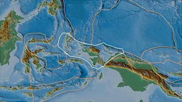 概要鳥頭部地殻プレートとヴァン グリンテンI投影図上の隣接するプレートの境界 斜めの変形 — ストック写真