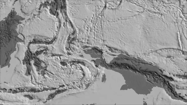 鳥の近所ヴァン グリンテンI投影 斜めの変換 の二階の標高マップ上の頭の地殻プレート 生の複合体 アウトラインなし — ストック写真