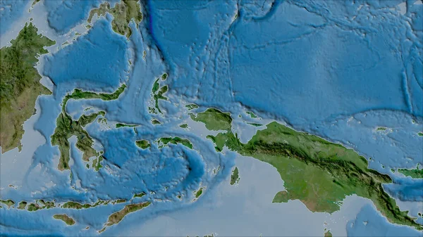 Barrios Las Aves Placa Tectónica Cabeza Mapa Satélite Proyección Van — Foto de Stock