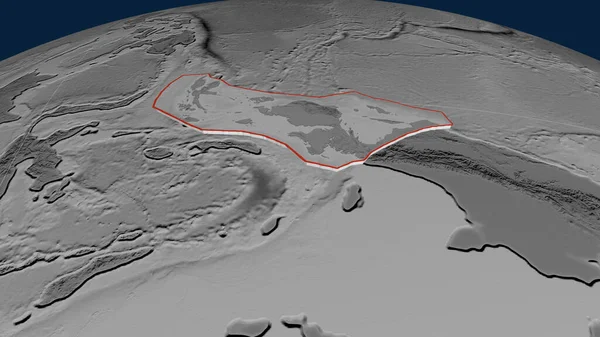 Tête Oiseau Plaque Tectonique Extrudée Sur Globe Carte Altitude Niveaux — Photo