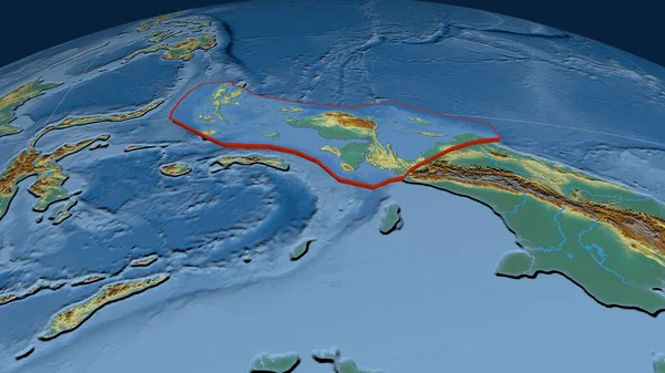 Birds Head Placca Tettonica Estrusa Sul Globo Mappa Topografica Rilievo — Foto Stock