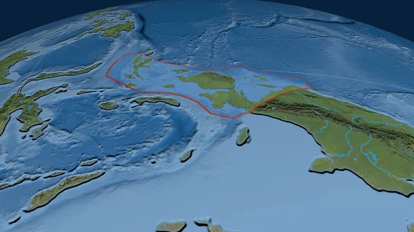 鳥地球上で輪郭を描く頭の地殻プレート。衛星画像。3Dレンダリング — ストック画像 鳥地球上で輪郭を描く頭の地殻プレート 衛星画像 3Dレンダリング — ストック写真