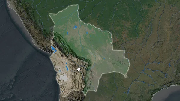 Highlighted Area Bolivia Capital Point Desaturated Map Its Neighbourhood Satellite — Stock Photo, Image