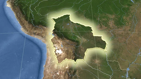 ボリビアとその周辺 遠くの斜めの視点 形状が光った 衛星画像 — ストック写真