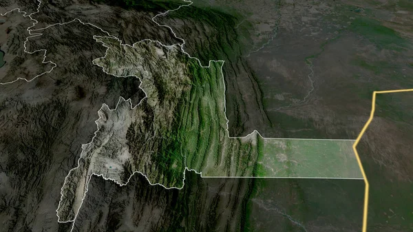 Chuquisaca Département Bolivie Zoomé Mis Évidence Imagerie Satellite Rendu — Photo