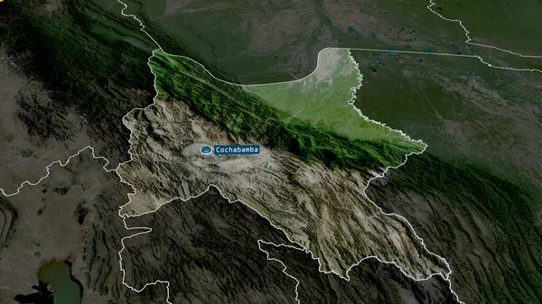 Cochabamba Департамент Болівії Прискорився Виділився Капіталом Супутникові Знімки Візуалізація — стокове фото