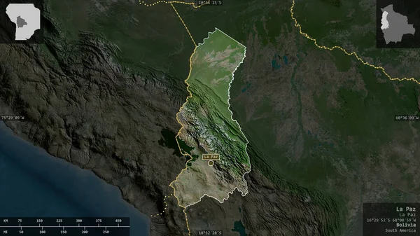 Paz Department Bolivia Satellite Imagery Shape Presented Its Country Area — Stock Photo, Image
