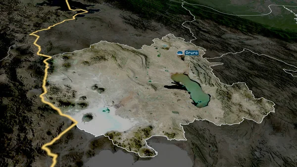 Оруро Департамент Болівії Збільшений Виділений Капіталом Супутникові Знімки Візуалізація — стокове фото