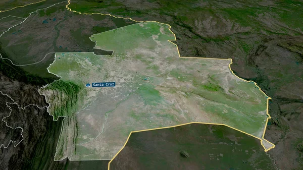Санта Крус Департамент Боливии Увеличен Выделен Капиталом Спутниковые Снимки Рендеринг — стоковое фото