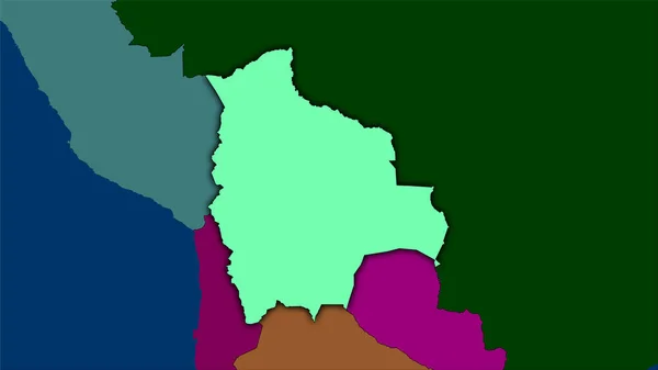 Área Bolívia Mapa Divisões Administrativas Projeção Estereográfica Composição Bruta Camadas — Fotografia de Stock