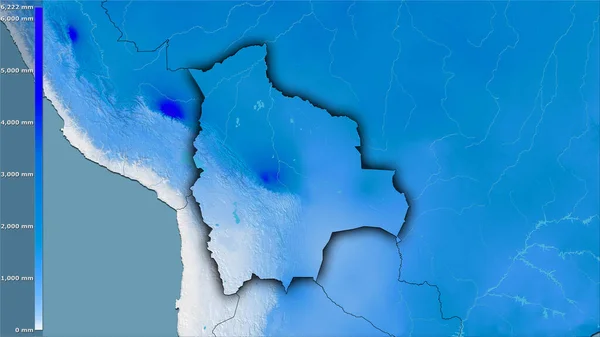 Précipitations Annuelles Dans Région Bolivienne Dans Projection Stéréographique Avec Légende — Photo