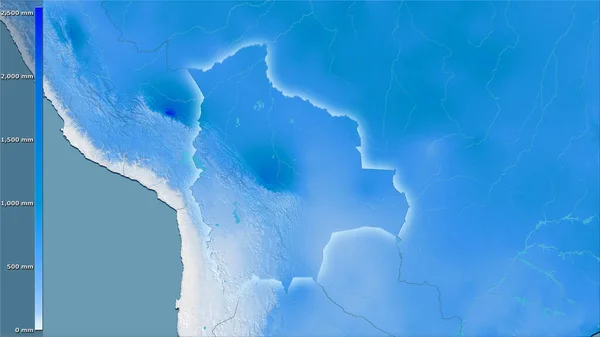 Opady Najwilgotniejszych Kwartałów Obszarze Boliwii Projekcji Stereograficznej Legendą Surowa Kompozycja — Zdjęcie stockowe