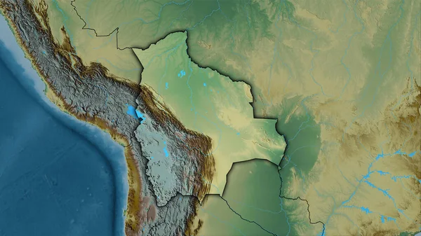 Bolivia Gebied Topografische Reliëfkaart Stereografische Projectie Ruwe Samenstelling Van Rasterlagen — Stockfoto