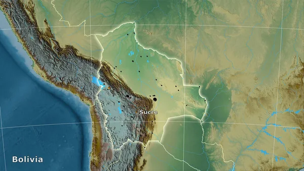 Area Bolivia Sulla Mappa Topografica Rilievo Nella Proiezione Stereografica Composizione — Foto Stock