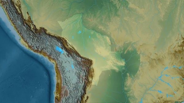 Bolivia Area Topographic Relief Map Stereographic Projection Raw Composition Raster — Stock Photo, Image