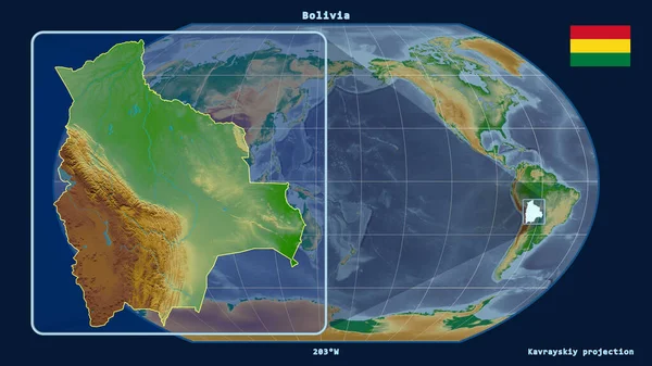 Vista Ampliada Del Contorno Bolivia Con Líneas Perspectiva Contra Mapa — Foto de Stock