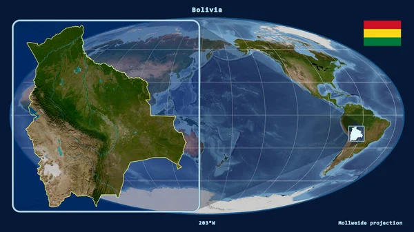 Vista Ampliada Del Contorno Bolivia Con Líneas Perspectiva Contra Mapa —  Fotos de Stock