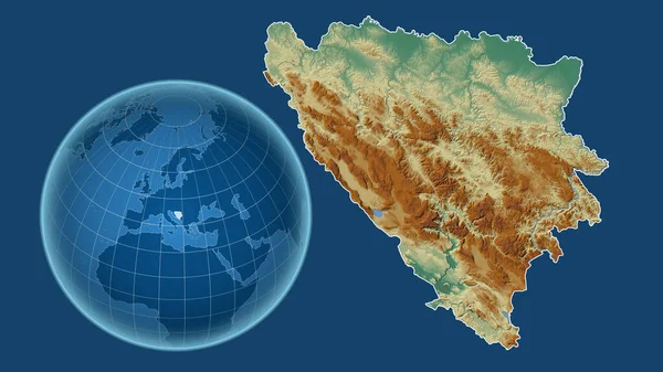 Bosznia Hercegovina Globe Ország Alakja Ellen Zoomolt Térkép Vázlatát Elszigetelt — Stock Fotó