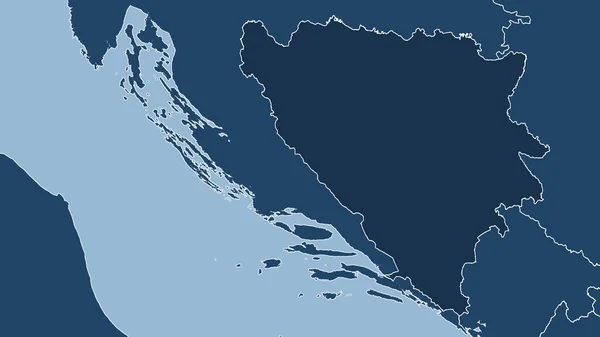 Bosnia Herzegovina Close Perspective Country Outline Shapes Only Land Ocean — Stock Photo, Image
