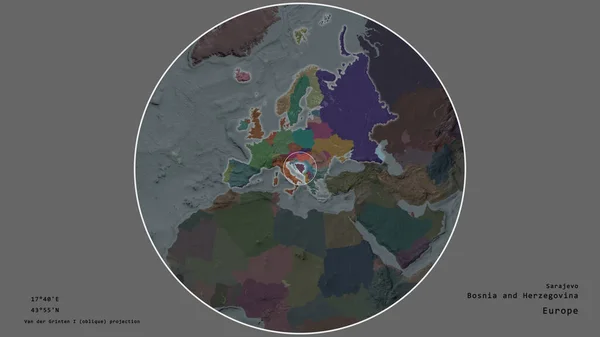 Area Della Bosnia Erzegovina Segnata Con Cerchio Sulla Mappa Larga — Foto Stock