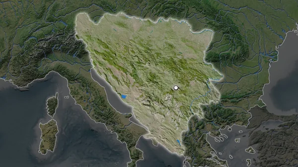 Podkreślony Obszar Bośni Hercegowiny Stolicą Zdesperowanej Mapie Jej Sąsiedztwa Zdjęcia — Zdjęcie stockowe