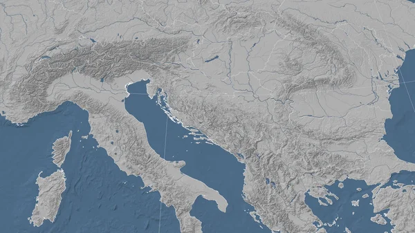 보스니아 헤르체고비나와 이웃입니다 원초적 아무런 윤곽도 Grayscale Elevation Map — 스톡 사진