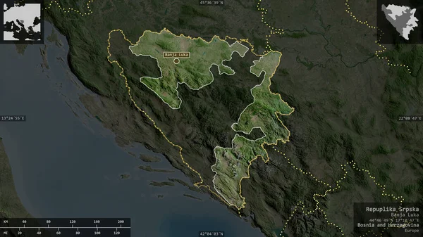 Repuplika Srpska Entity Bosnia Herzegovina Satellite Imagery Shape Presented Its — Stock Photo, Image