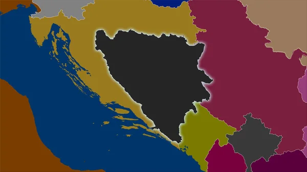 Área Bosnia Herzegovina Mapa Divisiones Administrativas Proyección Estereográfica Composición Cruda —  Fotos de Stock