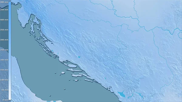 伝説との立体投影でボスニア オズベキスタン地域内の乾燥した四半期の降水量 ラスター層の生の組成 — ストック写真