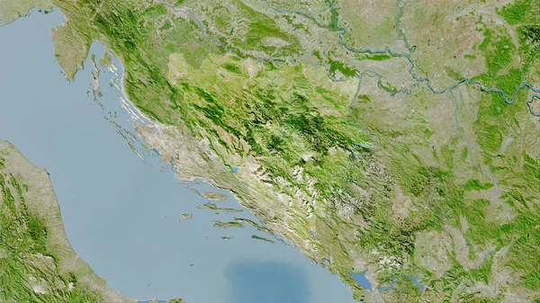 Bósnia Herzegovina Área Satélite Mapa Projeção Estereográfica Composição Bruta Camadas — Fotografia de Stock