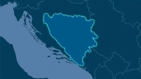 Bosnien Och Hercegovina Området Den Solida Kartan Den Stereografiska Projektionen — Stockfoto