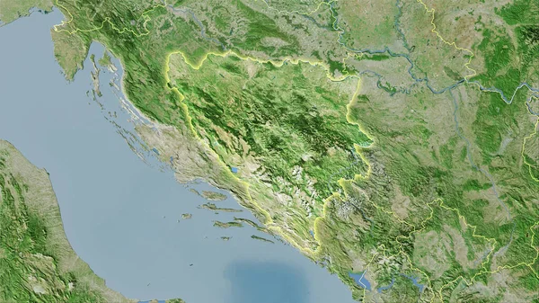 Área Bosnia Herzegovina Mapa Por Satélite Proyección Estereográfica Composición Cruda —  Fotos de Stock