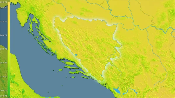 Variación Media Anual Temperatura Área Bosnia Herzegovina Proyección Estereográfica Con — Foto de Stock