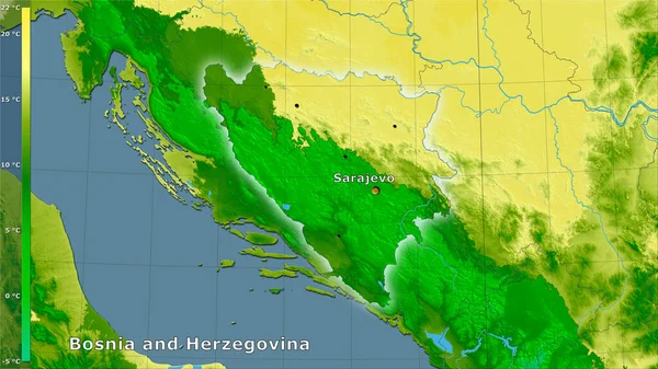 Temperatura Media Del Quartiere Più Caldo Della Bosnia Erzegovina Nella — Foto Stock