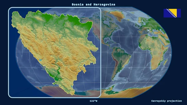 Vergrößerte Ansicht Von Bosnien Und Herzegowina Mit Perspektivischen Linien Gegen — Stockfoto