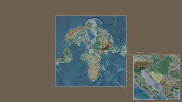 Расширенная Увеличенная Территория Боснии Герцеговины Добытая Крупномасштабной Карты Мира Ведущими — стоковое фото