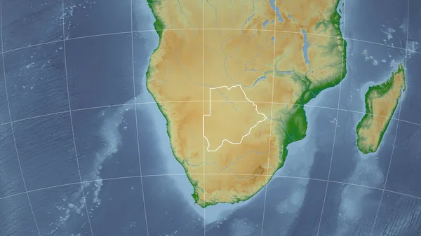 Botsuana Bairro Perspectiva Distante Com Esboço País Cor Mapa Físico — Fotografia de Stock