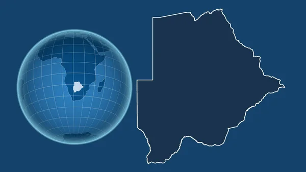 Botswana Globe Met Vorm Van Het Land Tegen Gezoomde Kaart — Stockfoto