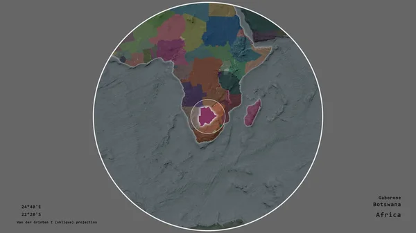 Bereich Von Botswana Mit Einem Kreis Auf Der Großformatigen Karte — Stockfoto