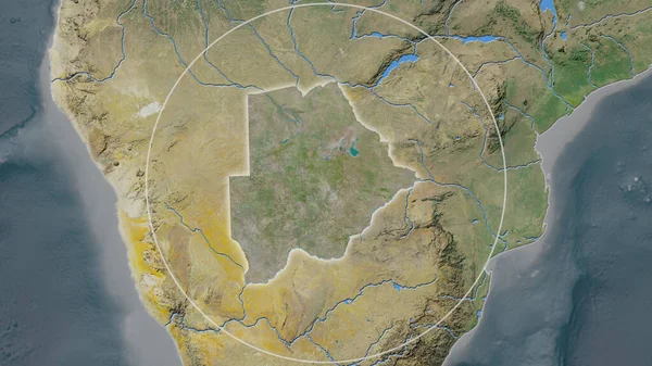 ボツワナの大きな地域は その周辺の背景に円に囲まれています 衛星画像 — ストック写真