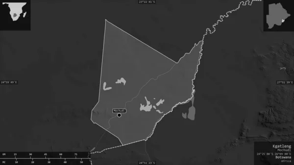 Кгатлен Район Ботсвани Граймасштабна Карта Озерами Річками Форма Представлена Проти — стокове фото