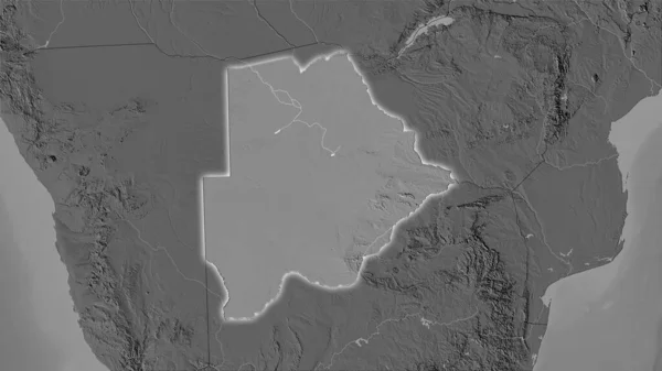 Stereografik Projeksiyondaki Bilek Yüksekliği Haritasında Botswana Bölgesi Işık Saçan Dış — Stok fotoğraf