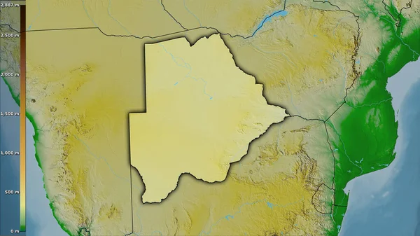 Mapa Físico Dentro Área Botsuana Projeção Estereográfica Com Legenda Composição — Fotografia de Stock