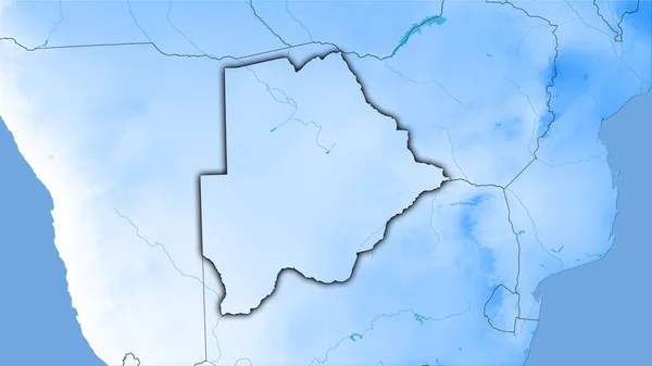 立体投影中的年降水量图上的博茨瓦纳地区 暗光轮廓光栅层的原始成分 — 图库照片
