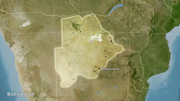 Área Botsuana Mapa Satélite Projeção Estereográfica Composição Principal — Fotografia de Stock