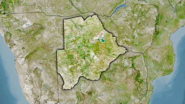 卫星A地图上的博茨瓦纳地区立体投影 暗光轮廓光栅层的原始组成 — 图库照片
