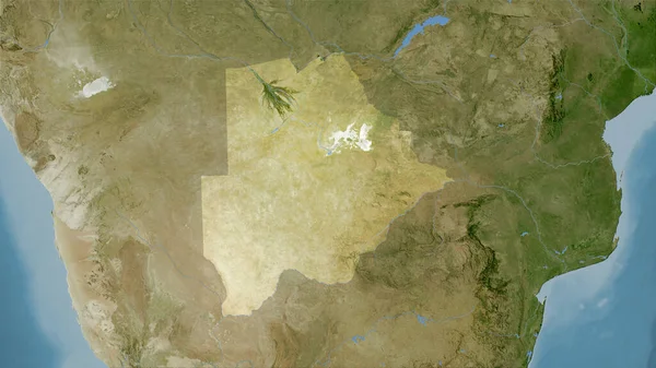 Zone Botswana Sur Carte Satellite Dans Projection Stéréographique Composition Brute — Photo