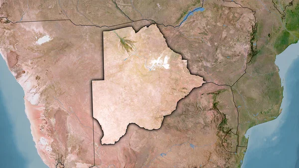 卫星C地图上立体投影中的博茨瓦纳地区 带有暗发光轮廓的栅格层的原始组成 — 图库照片