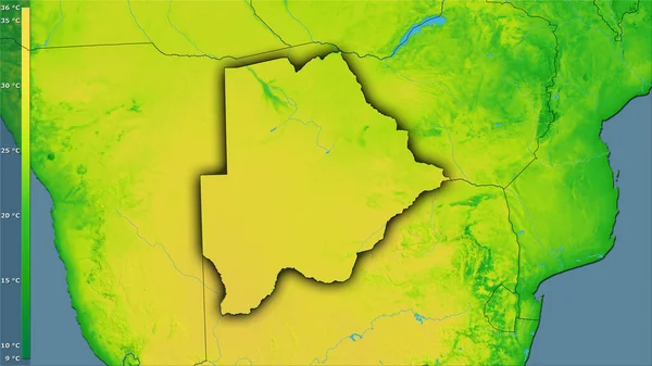 Variación Media Anual Temperatura Dentro Del Área Botswana Proyección Estereográfica — Foto de Stock